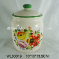 ceramic condiment container w/ flower decal